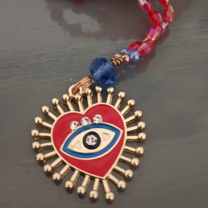 Collier œil protecteur rouge et bleu – Bijou spirituel